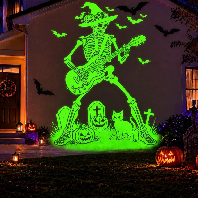 Alt view image 3 of 7 - 12 in 1 Halloween Projector Outdoor - 3D Dynamic Halloween Decorations,Clearer Skull/Spider/Pumpkin/Witch Cauldron HD Patterns,Holiday Lights for Window Garage Door Cover