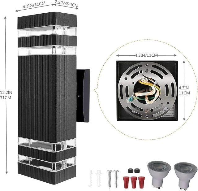 Alt view image 2 of 7 - Outdoor Wall Lights, LED Square Modern Porch Lighting Fixtures, Black Exterior Up and Down Wall Mount Lights Front Porch Wall Sconce for Garage Garden Balcony 3 Pack