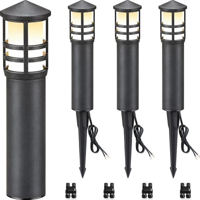 Main image of SUNVIE 4-Pack Low Voltage Pathway Lights 3W 3000K 12-24V LED Landscape Bollard Path Lights with Connectors CRI 90+ Aluminum Outdoor Landscape Lighting for Walkway Yard Garden, ETL Listed Cord