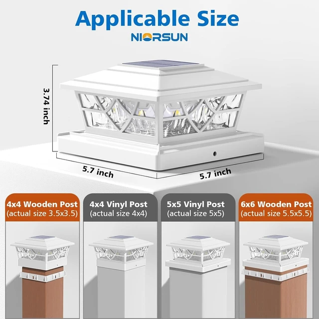 Alt view image 5 of 7 - NIORSUN 4x4 Post Solar Lights,Solar Post Lights with 2 Modes, 12 Pack White