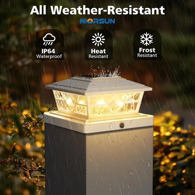 Alt view image 4 of 7 - NIORSUN 4x4 Post Solar Lights,Solar Post Lights with 2 Modes, 12 Pack White