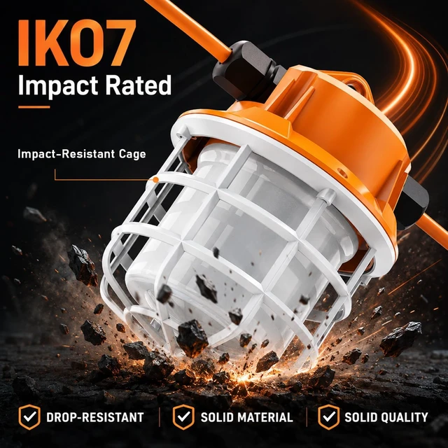 Alt view image 2 of 7 - NS 100FT Construction String Lights 150W LED Industrial Grade 15000LM 5000K IP65 Linkable for Construction Sites, Temporary Work, Renovation, Jobsite,All Outdoor Lighting, with 10 Bulbs and Hook