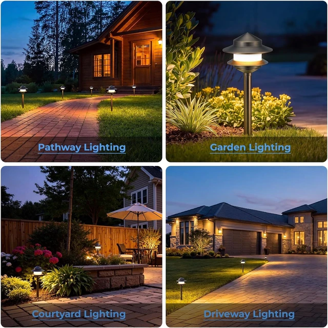 Alt view image 7 of 7 - Gardencoin Pagoda Solid Brass Low Voltage Landscape Pathway Lights, 12V LED Heavy Duty Path Lighting Outdoor Wired, Waterproof Antique Bronze Walkway Lights, 6 Pack Without G4 Bulb