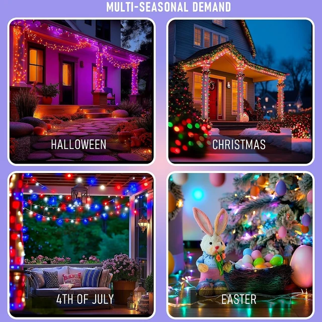 Alt view image 4 of 7 - TW SHINE Smart Christmas Lights, 300 LED 98.5FT Color Changing Halloween String Lights Clear Wire with Remote & APP, Waterproof RGB Christmas Tree Light for Outdoor Indoor Decorations