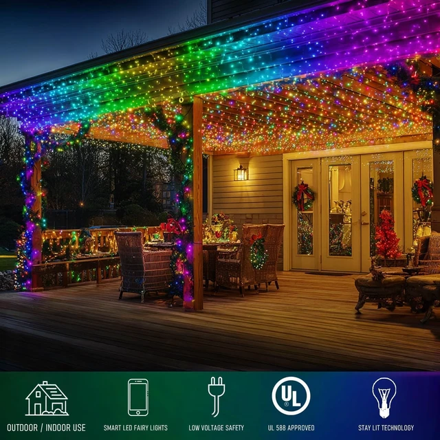 Alt view image 5 of 7 - TW SHINE Smart Christmas Lights, 300 LED 98.5FT Color Changing Halloween String Lights Clear Wire with Remote & APP, Waterproof RGB Christmas Tree Light for Outdoor Indoor Decorations
