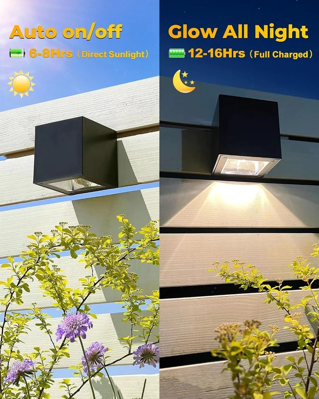 Alt view image 3 of 7 - LUHLEE Solar Wall Lights Outdoor,Square Modern Solar Wall Sconce IP65 Waterproof Down Lighting Outdoor Lights for House,Porch,Garden,Yard, Patio,Fence Decor