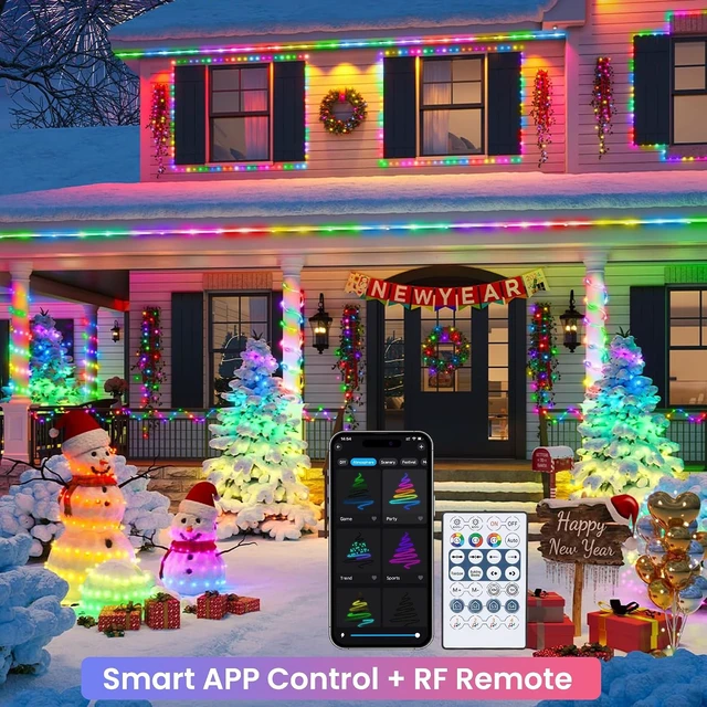 Alt view image 2 of 7 - RGB Color Changing Rope Lights Outdoor, 100ft 300LED Halloween String Light