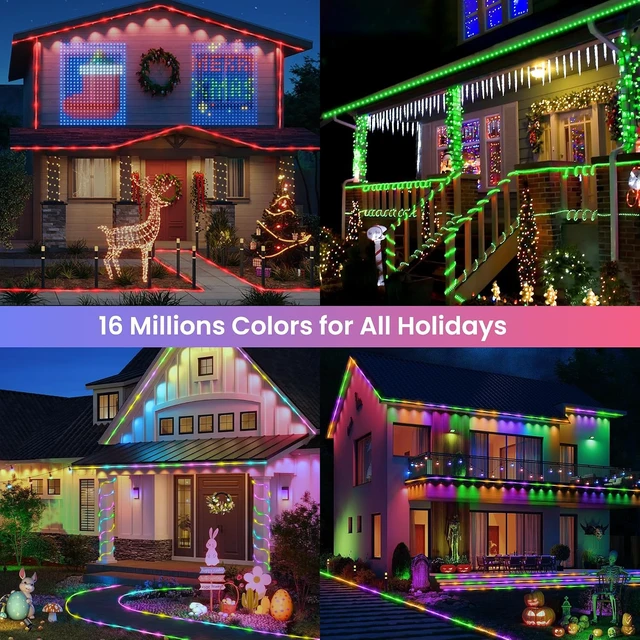Alt view image 7 of 7 - RGB Color Changing Rope Lights Outdoor, 100ft 300LED Halloween String Light