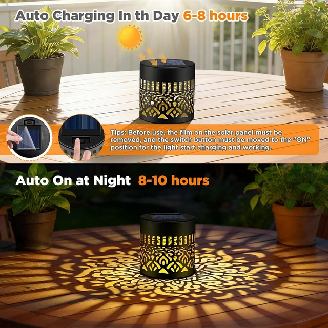 Alt view image 3 of 7 - 4 Pack Solar Fence Lights Outdoor, Metal Solar Powered Wall Deck Step Light