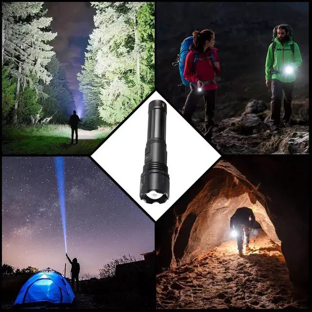 Alt view image 7 of 7 - 1000000 Lumens Super Bright LED Tactical Flashlight Rechargeable LED Work Light