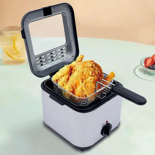 Main image of Electric Deep Fryer With Basket Small Fryer Stainless Steel Fish Fryer 1KW 2.5L