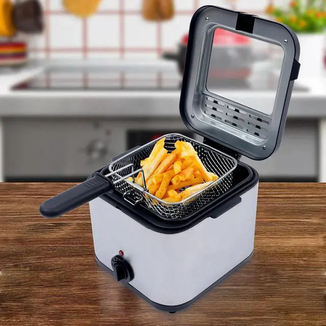 Alt view image 3 of 7 - Electric Deep Fryer With Basket Small Fryer Stainless Steel Fish Fryer 1KW 2.5L