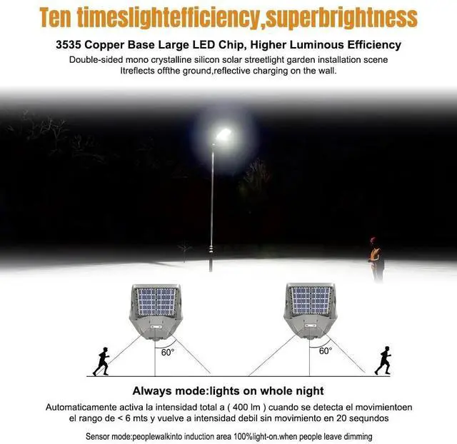 Alt view image 4 of 7 - Commercial 1000000LM LED Outdoor Dusk to Dawn Solar Street Light Road Area Lamp