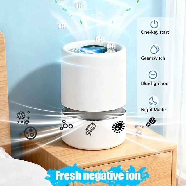 Alt view image 2 of 7 - Desktop Air Purifier HEPA Filter Odor Remove Mini Air Cleaner for Office Bedroom