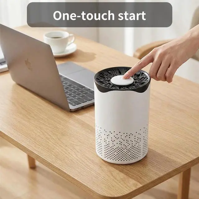 Alt view image 4 of 7 - Air Purifier High Efficiency Smoke Dust Removal USB Powered Mini Air Cleaner