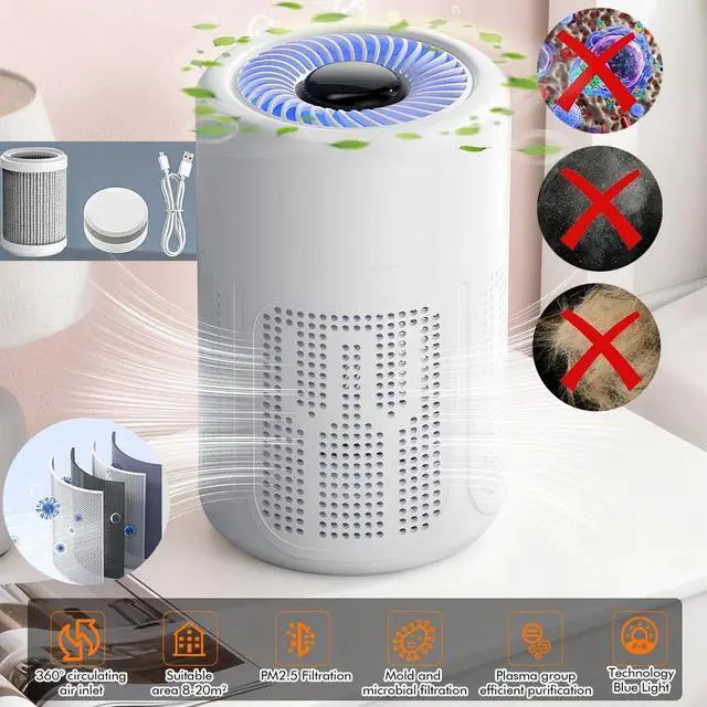 Alt view image 2 of 7 - Mini Air Purifier Uses Negative Ion Technology W/Filter Dust Bacteria Particles