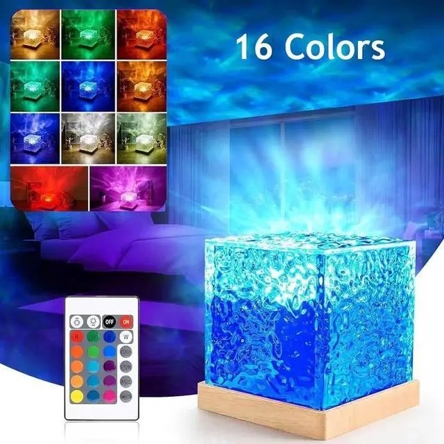 Main image of Ocean Wave Projector Lamp Aurora LED Night Light Bedroom 16 Colors with Remote