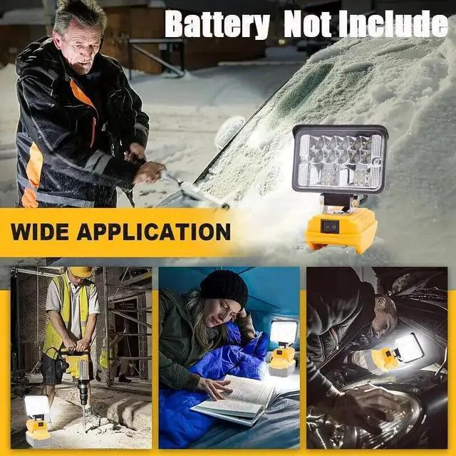Alt view image 7 of 7 - Cordless LED Work Light for Dewalt 20V Battery with Dual USB Ports Flood Light