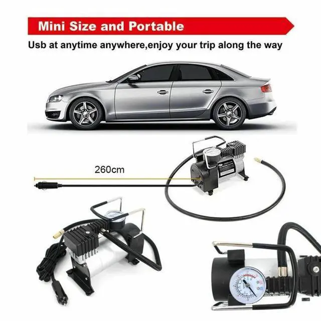 Alt view image 4 of 7 - Heavy Duty 12V Portable 150PSI Car Tyre Auto Tire Inflator Pump Air Compressor