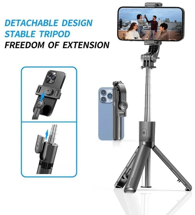 Alt view image 2 of 7 - Phone Selfie Stick Travel Tripod Wireless Remote Extendable for iPhone/Android