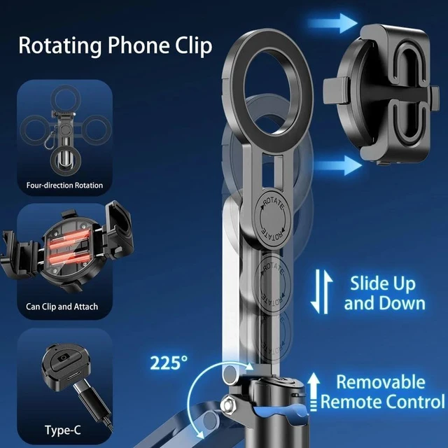 Alt view image 2 of 7 - 4 in 1 Multifunctional Magnetic Selfie Stick Tripod Remote for Travel Vlogging
