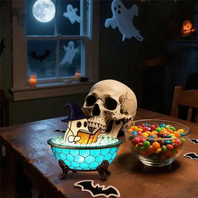 Alt view image 4 of 6 - Ghost Bathtub Bubble Bath Lamp Halloween Night Light Cute Led For Bathroom Decor