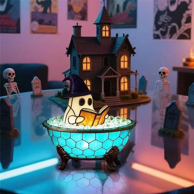 Alt view image 3 of 6 - Ghost Bathtub Bubble Bath Lamp Halloween Night Light Cute Led For Bathroom Decor