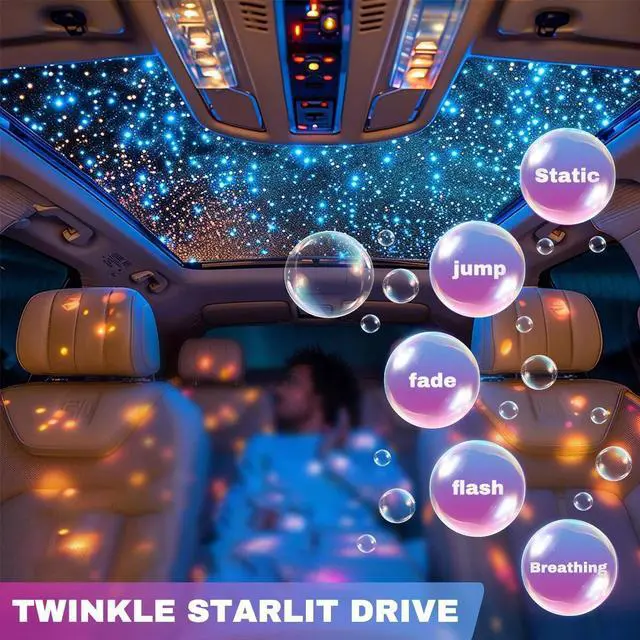 Alt view image 7 of 7 - 1000PCS Twinkle Meteor Fiber Optic Star Lights for Car APP & Remote Control