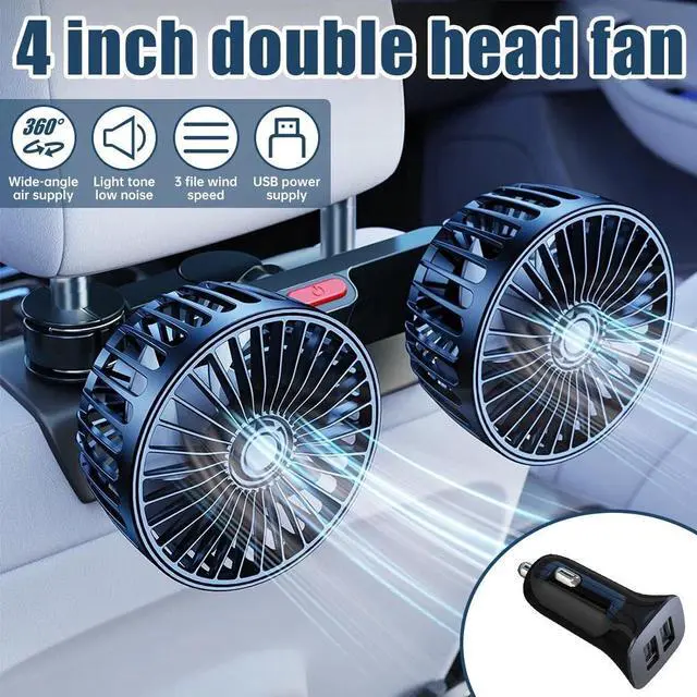 Main image of 3Speed Wind Multi-Angle Rotatable Air Cooling Fan Car Rear Seat Headrest USB Fan