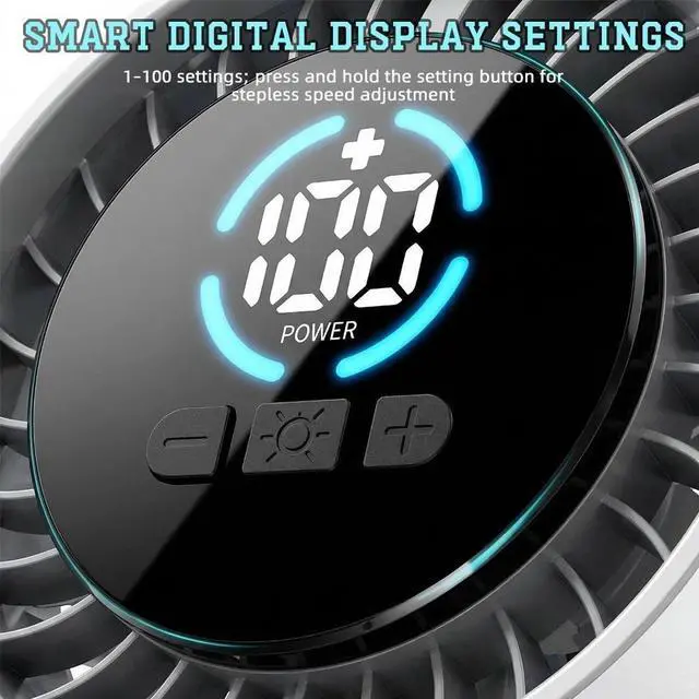 Alt view image 4 of 7 - 100 Speed 360° Adjustment Rechargeable Clip On Fan With LED Night Light (WHITE)