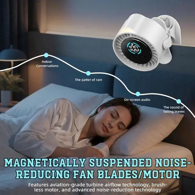 Alt view image 5 of 7 - 100 Speed 360° Adjustment Rechargeable Clip On Fan With LED Night Light (WHITE)