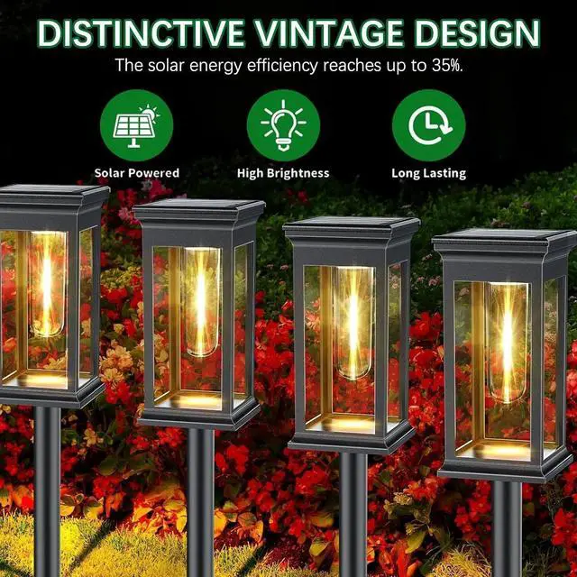 Alt view image 2 of 7 - 6 Pack Solar Garden Lights Warm LED Outdoor Pathway Waterproof Landscape Lamp US