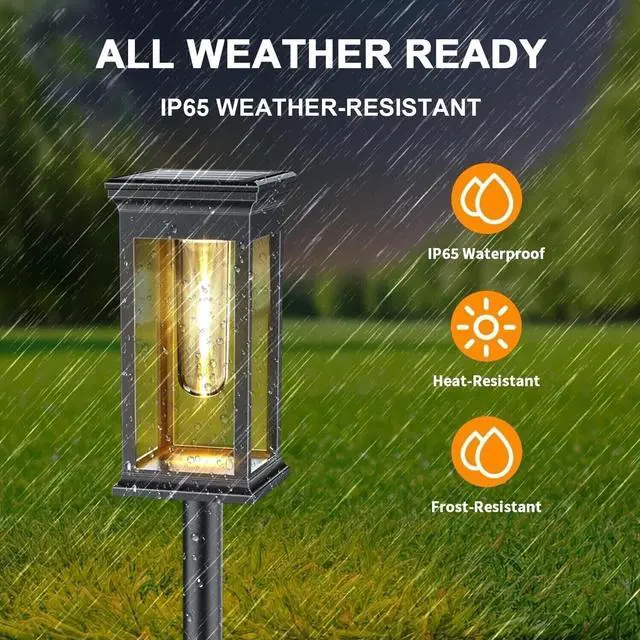 Alt view image 6 of 7 - 6 Pack Solar Garden Lights Warm LED Outdoor Pathway Waterproof Landscape Lamp US