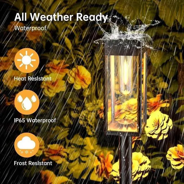 Alt view image 4 of 7 - 6 Pack Solar Garden Lights Warm LED Outdoor Pathway Waterproof Landscape Lamp US