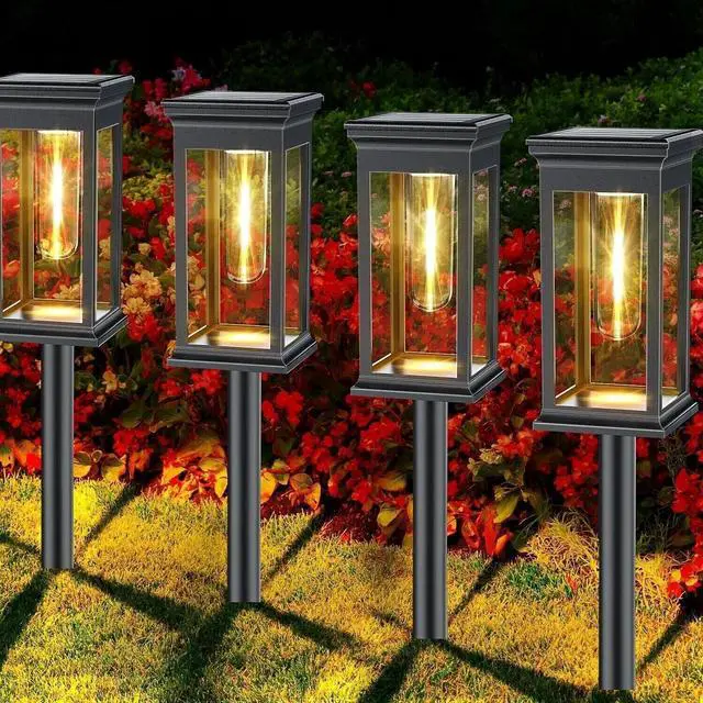 Alt view image 5 of 7 - 6 Pack Solar Garden Lights Warm LED Outdoor Pathway Waterproof Landscape Lamp US
