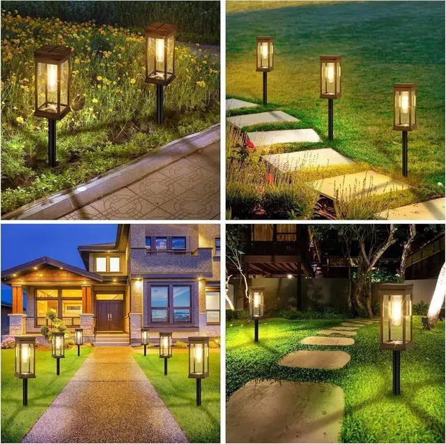 Alt view image 7 of 7 - 6 Pack Solar Garden Lights Warm LED Outdoor Pathway Waterproof Landscape Lamp US