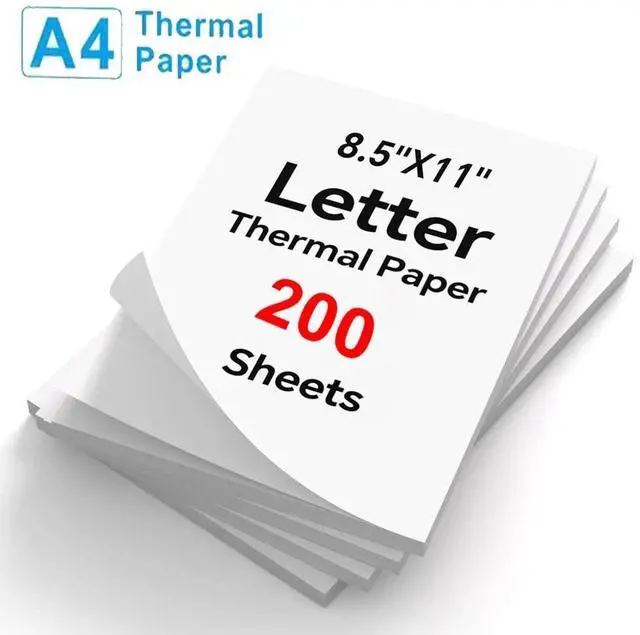 Main image of 200 Sheet Folding Thermal Printer Paper 8.5"x11" A4 US Letter Size for M08F M832