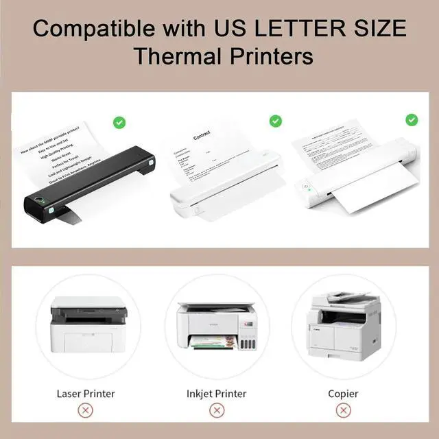 Alt view image 6 of 7 - 200 Sheet Folding Thermal Printer Paper 8.5"x11" A4 US Letter Size for M08F M832