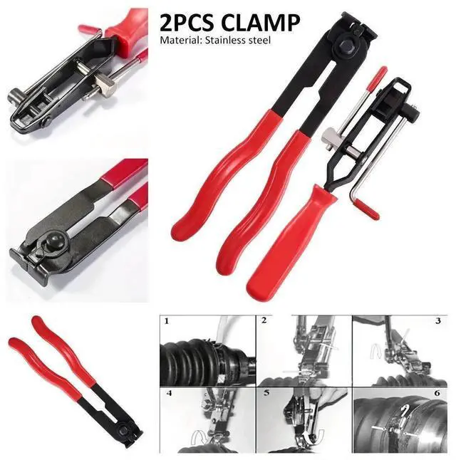 Alt view image 3 of 7 - 14Pcs CV Joint Boot Clamp Pliers with CV Boot Clamps Kit Ear Type Banding Tool