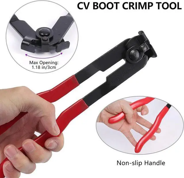 Alt view image 6 of 7 - 14Pcs CV Joint Boot Clamp Pliers with CV Boot Clamps Kit Ear Type Banding Tool