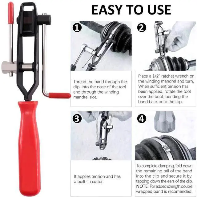 Alt view image 7 of 7 - 14Pcs CV Joint Boot Clamp Pliers with CV Boot Clamps Kit Ear Type Banding Tool