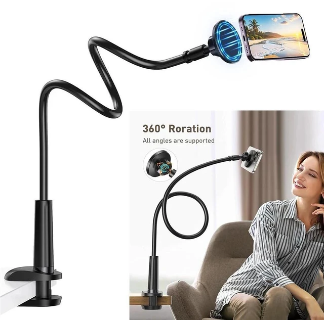 Main image of Magnetic Gooseneck Phone Holder Mount 360° Cell Phone Stand for Bed Desk Bedside