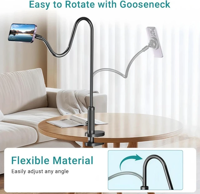 Alt view image 5 of 7 - Magnetic Gooseneck Phone Holder Mount 360° Cell Phone Stand for Bed Desk Bedside