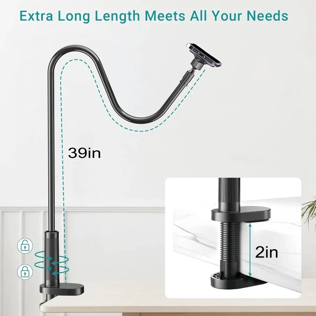 Alt view image 7 of 7 - Magnetic Gooseneck Phone Holder Mount 360° Cell Phone Stand for Bed Desk Bedside