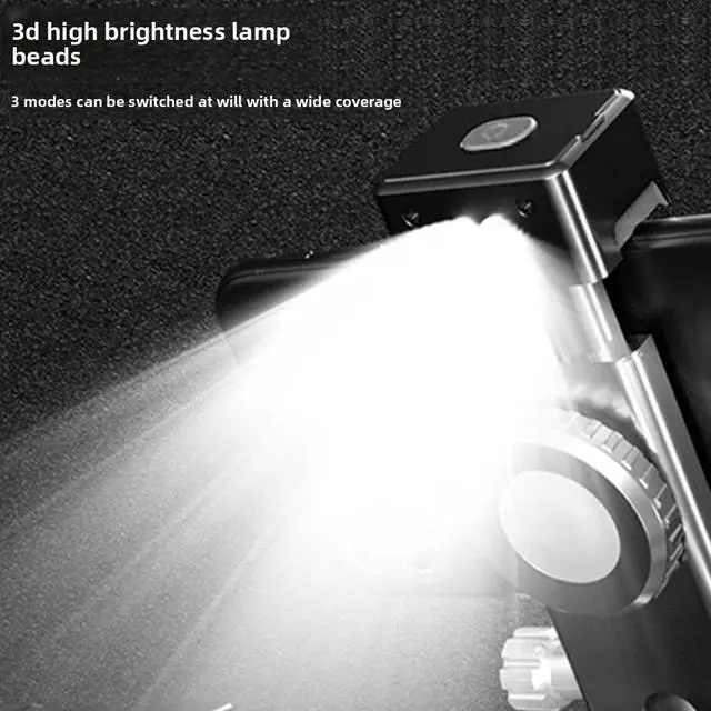 Alt view image 4 of 7 - Motorcycle Bike Phone Holder Stand with LED Light Handlebar Mount Clip 17-42mm D