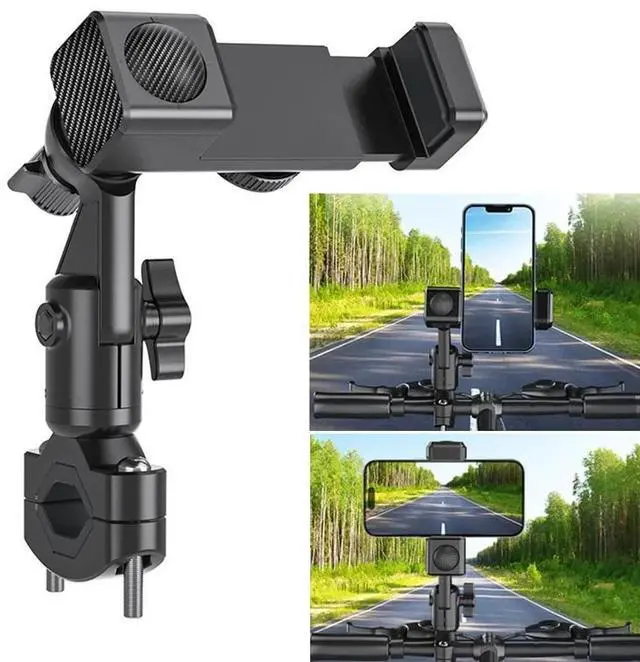 Main image of Motorcycle Bike Phone Holder Stand with LED Light Handlebar Mount Clip 17-42mm D
