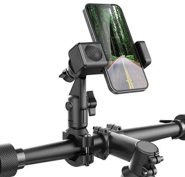 Alt view image 6 of 7 - Motorcycle Bike Phone Holder Stand with LED Light Handlebar Mount Clip 17-42mm D
