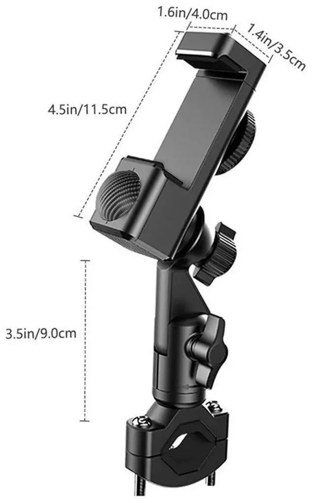 Alt view image 7 of 7 - Motorcycle Bike Phone Holder Stand with LED Light Handlebar Mount Clip 17-42mm D
