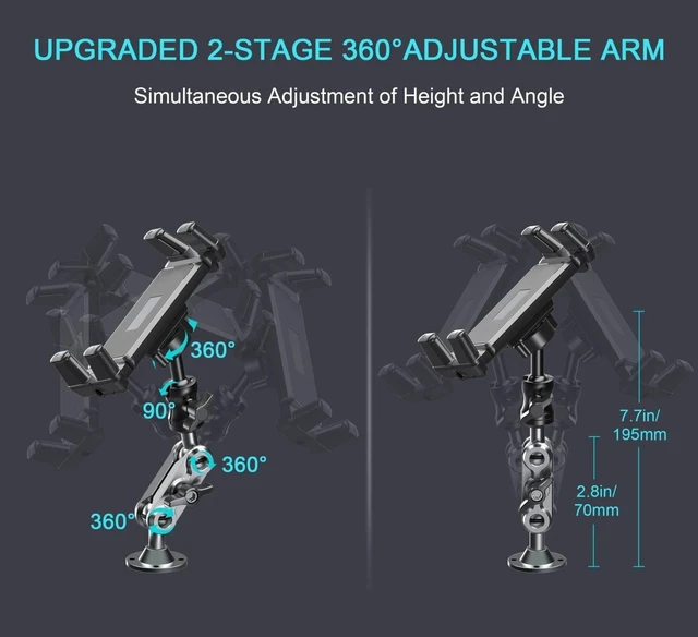 Alt view image 4 of 7 - Heavy Duty Drill Base Tablet Mount Phone Holder for Car Truck Dashboard Wall USA