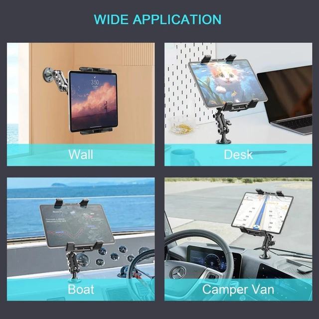 Alt view image 7 of 7 - Heavy Duty Drill Base Tablet Mount Phone Holder for Car Truck Dashboard Wall USA